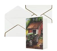 DWVTFSM Biglietto di ringraziamento con buste, biglietti di auguri per tutte le occasioni, buon compleanno, matrimonio, pensando a te, trattore in fattoria, biglietti vuoti 10,2 x 15,2 cm