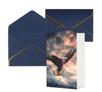 DWVTFSM Biglietto di ringraziamento con buste, biglietti di auguri per tutte le occasioni, buon compleanno, matrimonio, Thinking of You, biglietto con l'aquila vola coraggiosamente nel cielo