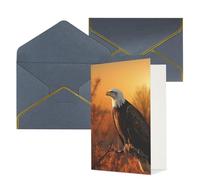 DWVTFSM Biglietto di ringraziamento con buste, biglietti di auguri per tutte le occasioni, buon compleanno, matrimonio, pensiero, biglietto dorato con aquila calva, biglietti vuoti da 10 x 15 cm