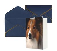 DWVTFSM Biglietto di ringraziamento con buste, biglietti di auguri per tutte le occasioni, buon compleanno, matrimonio, pensiero, cane pastore delle Shetland, biglietti vuoti 10,2 x 15,2 cm