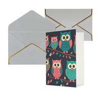 DWVTFSM Biglietto di ringraziamento con buste, biglietti di auguri per tutte le occasioni, buon compleanno, matrimonio, pensieri di te, simpatici gufi, biglietti vuoti 10,2 x 15,2 cm