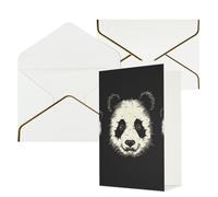 DWVTFSM Biglietto di ringraziamento con buste, biglietti di auguri per tutte le occasioni, buon compleanno, matrimonio, pensieri di te, tre righe, testa di panda, biglietti vuoti 10,2 x 15,2 cm