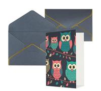 DWVTFSM Biglietto di ringraziamento con buste, biglietti di auguri per tutte le occasioni, buon compleanno, matrimonio, pensieri di te, simpatici gufi, biglietti vuoti 10,2 x 15,2 cm