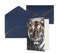 DWVTFSM Biglietto di ringraziamento con buste, biglietti di auguri per tutte le occasioni, buon compleanno, matrimonio, pensiero, tigre a riposo, biglietti vuoti 10,2 x 15,2 cm