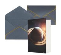 DWVTFSM Biglietto di ringraziamento con buste, biglietti di auguri per tutte le occasioni, buon compleanno, matrimonio, pensiero, biglietto di Saturno, Anello, pianeta, biglietti vuoti, 10 x 15 cm
