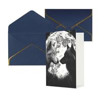 DWVTFSM Biglietto di ringraziamento con buste, biglietti di auguri per tutte le occasioni, buon compleanno, matrimonio, pensiero, lupi, amore sotto la luna, animali selvatici, biglietti vuoti, 10 x 15