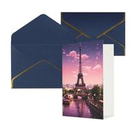 DWVTFSM Biglietto di ringraziamento con buste, biglietti di auguri per tutte le occasioni, buon compleanno, matrimonio, pensieri di te, rosa Parigi, biglietti vuoti 10,2 x 15,2 cm