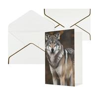 DWVTFSM Biglietto di ringraziamento con buste, biglietti di auguri per tutte le occasioni, buon compleanno, matrimonio, Thinking of You, Wild Wild Grey Wolf Biglietti vuoti 10,2 x 15,2 cm