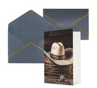 DWVTFSM Biglietto di ringraziamento con buste, biglietti di auguri per tutte le occasioni, buon compleanno, matrimonio, Thinking of You, American West Rodeo Hat, biglietti vuoti, 10 x 15 cm