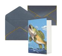 DWVTFSM Biglietto di ringraziamento con buste, biglietti di auguri per tutte le occasioni, buon compleanno, matrimonio, pensiero, pesca, salto fuori dall'acqua, biglietti vuoti 10,2 x 15,2 cm