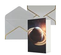 DWVTFSM Biglietto di ringraziamento con buste, biglietti di auguri per tutte le occasioni, buon compleanno, matrimonio, pensiero, biglietto di Saturno, Anello, pianeta, biglietti vuoti, 10 x 15 cm