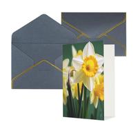 DWVTFSM Biglietto di ringraziamento con buste, biglietti di auguri per tutte le occasioni, buon compleanno, matrimonio, pensieri di te, narciso, fiore, biglietti vuoti, 10 x 15 cm