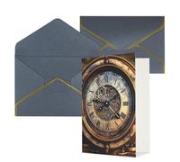 DWVTFSM Biglietto di ringraziamento con buste, biglietti di auguri per tutte le occasioni, buon compleanno, matrimonio, pensieri di te, orologio steampunk, biglietti vuoti, 10 x 15 cm