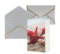 DWVTFSM Biglietto di ringraziamento con buste, biglietti di auguri per tutte le occasioni, buon compleanno, matrimonio, pensiero, rosso, stella marina, conchiglie, biglietti vuoti 10,2 x 15,2 cm