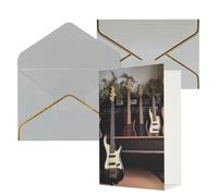 DWVTFSM Biglietto di ringraziamento con buste, biglietti di auguri per tutte le occasioni, buon compleanno, matrimonio, pensare a te, chitarra, basso, strumenti musicali, biglietti vuoti 10,2 x 15,2