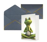 DWVTFSM Biglietto di ringraziamento con buste, biglietti di auguri per tutte le occasioni, buon compleanno, matrimonio, pensando a te, la divertente rana che fa yoga, biglietti vuoti 10,2 x 15,2 cm