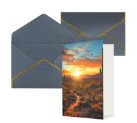 DWVTFSM Biglietto di ringraziamento con buste, biglietti di auguri per tutte le occasioni, buon compleanno, matrimonio, Thinking of You, Saguaros al tramonto, biglietti vuoti da 10 x 15 cm