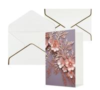 DWVTFSM Biglietto di ringraziamento con buste, biglietti di auguri per tutte le occasioni, buon compleanno, matrimonio, pensiero, oro rosa, elegante, decorativo, floreale, biglietti vuoti 10,2 x 15,2