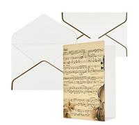 DWVTFSM Biglietto di ringraziamento con buste, biglietti di auguri per tutte le occasioni, buon compleanno, matrimonio, pensiero, note musicali, su carta vecchia, biglietti vuoti 10,2 x 15,2 cm