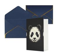 DWVTFSM Biglietto di ringraziamento con buste, biglietti di auguri per tutte le occasioni, buon compleanno, matrimonio, pensieri di te, tre righe, testa di panda, biglietti vuoti 10,2 x 15,2 cm
