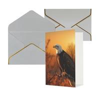 DWVTFSM Biglietto di ringraziamento con buste, biglietti di auguri per tutte le occasioni, buon compleanno, matrimonio, pensiero, biglietto dorato con aquila calva, biglietti vuoti da 10 x 15 cm