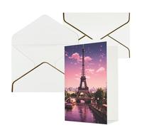 DWVTFSM Biglietto di ringraziamento con buste, biglietti di auguri per tutte le occasioni, buon compleanno, matrimonio, pensieri di te, rosa Parigi, biglietti vuoti 10,2 x 15,2 cm