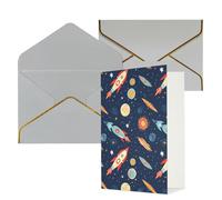 DWVTFSM Biglietto di ringraziamento con buste, biglietti di auguri per tutte le occasioni, buon compleanno, matrimonio, pensando a te, razzo nello spazio, biglietti vuoti per appunti, 10 x 15 cm