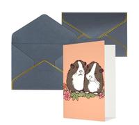 DWVTFSM Biglietto di ringraziamento con buste, biglietti di auguri per tutte le occasioni, buon compleanno, matrimonio, pensando a te, biglietto con due porcellini d'India, biglietti vuoti da 10,2 x