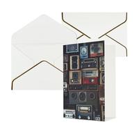 DWVTFSM Biglietto di ringraziamento con buste, biglietti di auguri per tutte le occasioni, buon compleanno, matrimonio, pensando a te, vintage, parete della radio, boombox, biglietti vuoti 10,2 x 15,2