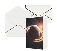 DWVTFSM Biglietto di ringraziamento con buste, biglietti di auguri per tutte le occasioni, buon compleanno, matrimonio, pensiero, biglietto di Saturno, Anello, pianeta, biglietti vuoti, 10 x 15 cm