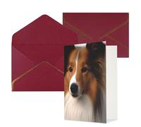 DWVTFSM Biglietto di ringraziamento con buste, biglietti di auguri per tutte le occasioni, buon compleanno, matrimonio, pensiero, cane pastore delle Shetland, biglietti vuoti 10,2 x 15,2 cm