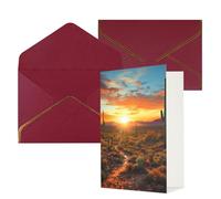 DWVTFSM Biglietto di ringraziamento con buste, biglietti di auguri per tutte le occasioni, buon compleanno, matrimonio, Thinking of You, Saguaros al tramonto, biglietti vuoti da 10 x 15 cm