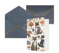 DWVTFSM Biglietto di ringraziamento con buste, biglietti di auguri per tutte le occasioni, buon compleanno, matrimonio, pensando a te, animali del procione boschivo, biglietti vuoti 10,2 x 15,2 cm