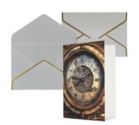 DWVTFSM Biglietto di ringraziamento con buste, biglietti di auguri per tutte le occasioni, buon compleanno, matrimonio, pensieri di te, orologio steampunk, biglietti vuoti, 10 x 15 cm