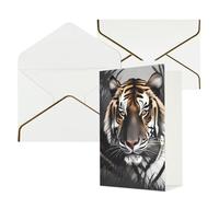 DWVTFSM Biglietto di ringraziamento con buste, biglietti di auguri per tutte le occasioni, buon compleanno, matrimonio, pensiero, tigre a riposo, biglietti vuoti 10,2 x 15,2 cm