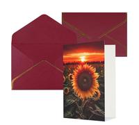 DWVTFSM Biglietto di ringraziamento con buste, biglietti di auguri per tutte le occasioni, buon compleanno, matrimonio, pensiero, tramonto, girasole, biglietti vuoti, 10 x 15 cm