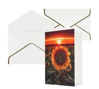 DWVTFSM Biglietto di ringraziamento con buste, biglietti di auguri per tutte le occasioni, buon compleanno, matrimonio, pensiero, tramonto, girasole, biglietti vuoti, 10 x 15 cm