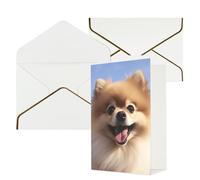 DWVTFSM Biglietto di ringraziamento con buste, biglietti di auguri per tutte le occasioni, buon compleanno, matrimonio, pensando a te, biglietti di auguri con scritta "Happy Pomeranian", 10 x 15 cm