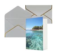 DWVTFSM Biglietto di ringraziamento con buste, biglietti di auguri per tutte le occasioni, buon compleanno, matrimonio, Thinking of You, Isola delle Figi e mare trasparente, biglietti vuoti 10,2 x