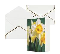 DWVTFSM Biglietto di ringraziamento con buste, biglietti di auguri per tutte le occasioni, buon compleanno, matrimonio, pensieri di te, narciso, fiore, biglietti vuoti, 10 x 15 cm