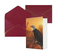 DWVTFSM Biglietto di ringraziamento con buste, biglietti di auguri per tutte le occasioni, buon compleanno, matrimonio, pensiero, biglietto dorato con aquila calva, biglietti vuoti da 10 x 15 cm