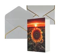 DWVTFSM Biglietto di ringraziamento con buste, biglietti di auguri per tutte le occasioni, buon compleanno, matrimonio, pensiero, tramonto, girasole, biglietti vuoti, 10 x 15 cm