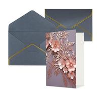 DWVTFSM Biglietto di ringraziamento con buste, biglietti di auguri per tutte le occasioni, buon compleanno, matrimonio, pensiero, oro rosa, elegante, decorativo, floreale, biglietti vuoti 10,2 x 15,2