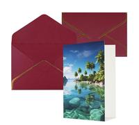 DWVTFSM Biglietto di ringraziamento con buste, biglietti di auguri per tutte le occasioni, buon compleanno, matrimonio, pensiero, bella isola nel mare, biglietti vuoti 10,2 x 15,2 cm