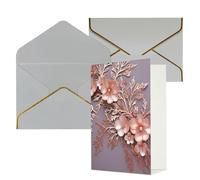 DWVTFSM Biglietto di ringraziamento con buste, biglietti di auguri per tutte le occasioni, buon compleanno, matrimonio, pensiero, oro rosa, elegante, decorativo, floreale, biglietti vuoti 10,2 x 15,2