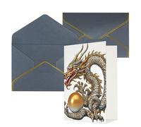 DWVTFSM Biglietto di ringraziamento con buste, biglietti di auguri per tutte le occasioni, buon compleanno, matrimonio, pensando a te, drago cinese con perla, biglietti vuoti da 10,2 x 15,2 cm