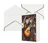DWVTFSM Biglietto di ringraziamento con buste, biglietti di auguri per tutte le occasioni, buon compleanno, matrimonio, pensiero, musica, chitarra, biglietti vuoti per appunti, 10 x 15 cm