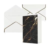 DWVTFSM Biglietto di ringraziamento con buste, biglietti di auguri per tutte le occasioni, buon compleanno, matrimonio, pensieri di te, nero, oro, marmo, biglietti vuoti 10,2 x 15,2 cm