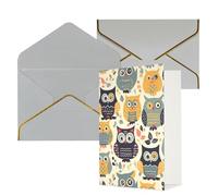 DWVTFSM Biglietto di ringraziamento con buste, biglietti di auguri per tutte le occasioni, buon compleanno, matrimonio, pensiero, animale, gufi, carini, biglietti vuoti, 10 x 15 cm