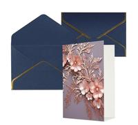 DWVTFSM Biglietto di ringraziamento con buste, biglietti di auguri per tutte le occasioni, buon compleanno, matrimonio, pensiero, oro rosa, elegante, decorativo, floreale, biglietti vuoti 10,2 x 15,2